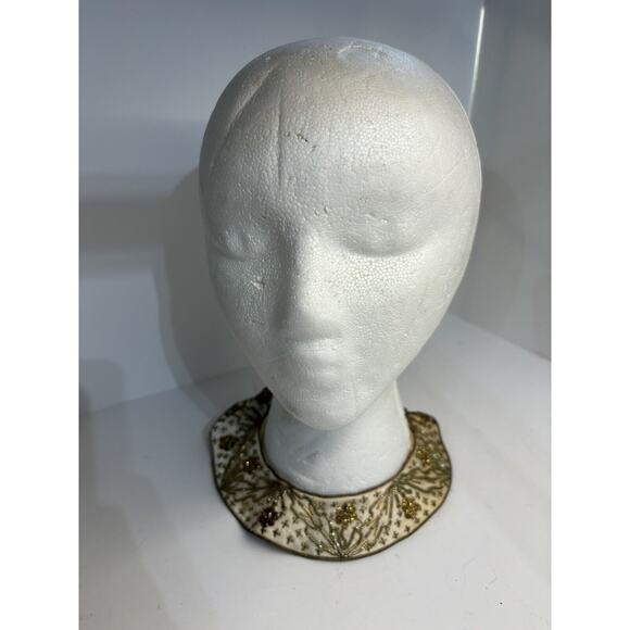 Vintage Hand Beaded Collar Made In India Good Condition Mid Century Gold - Picture 2 of 6